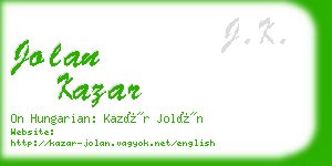 jolan kazar business card